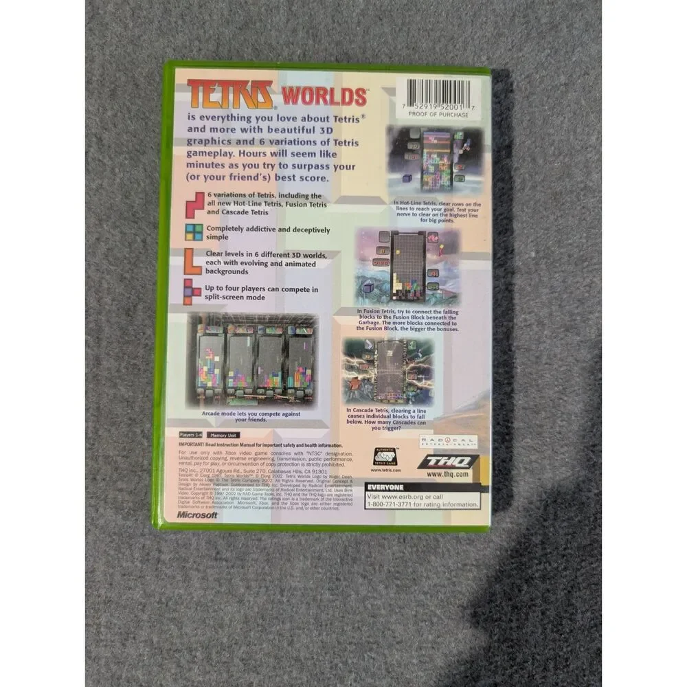 Tetris Worlds Xbox Original 2002 - Complete CIB - Classic Puzzle Game THQ
